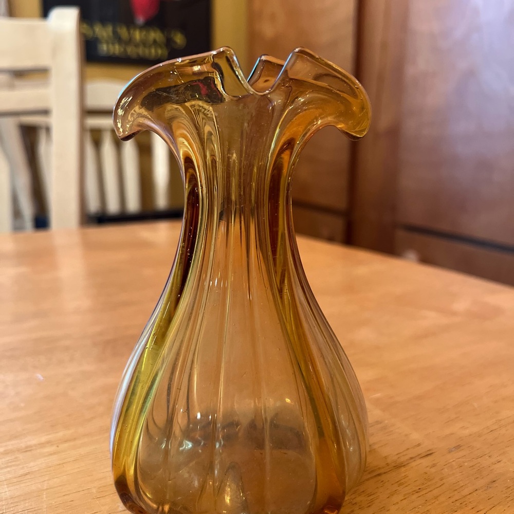 Amber Glass Vase - Elegant Home Accent